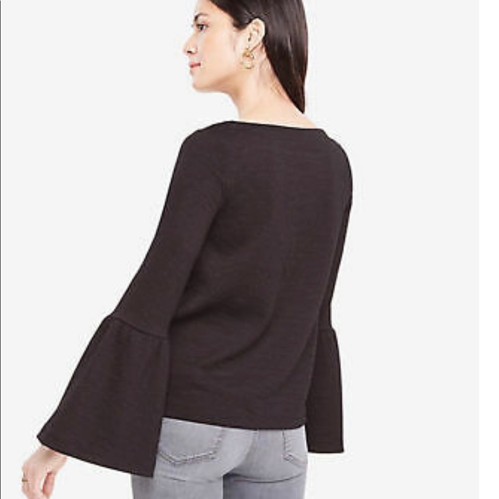 BLACK Ann Taylor Pull Over Bell Sleeve Blouse L